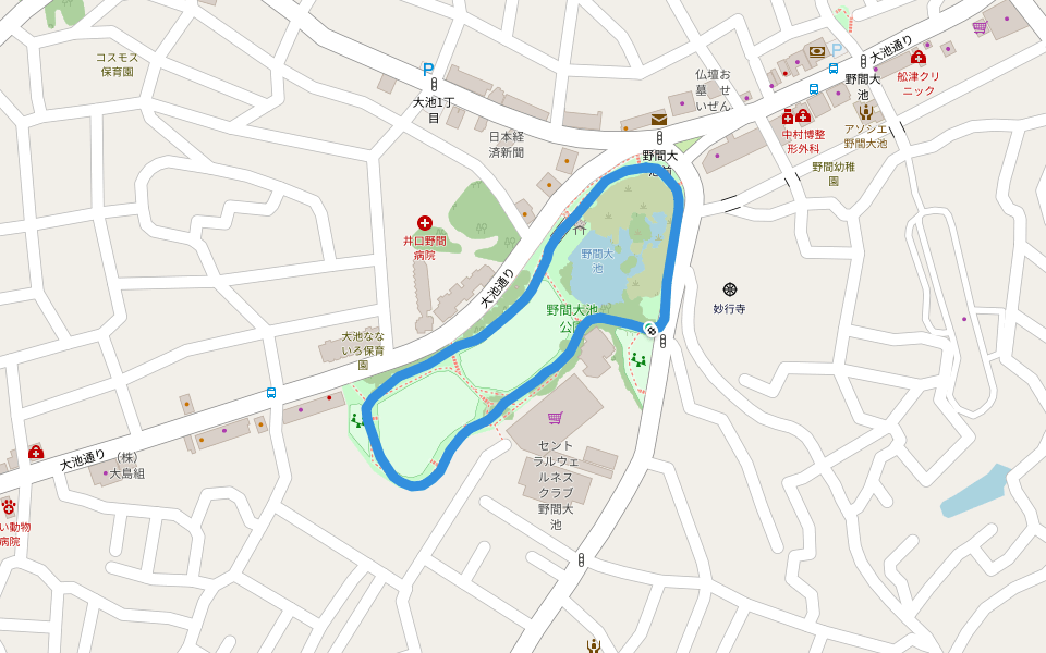 野間大池公園 walking route map in Fukuoka