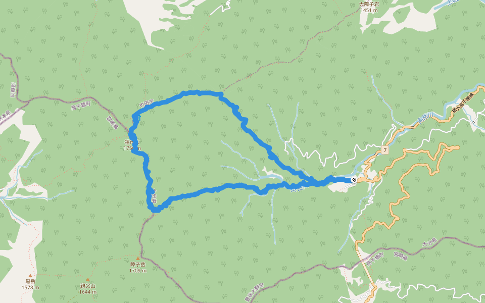祖母山 walking route map in Bungoono