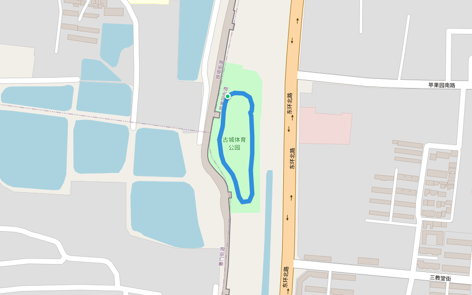 古城体育公园 walking route map in Kai Feng Shi