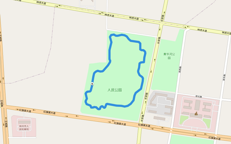 人民公园 walking route map in Anyang