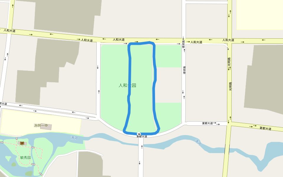 人和公园 walking route map in Anyang