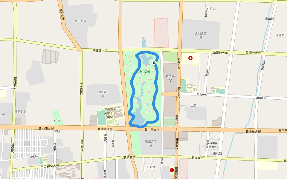 红石公园 walking route map in Ji Nan Shi
