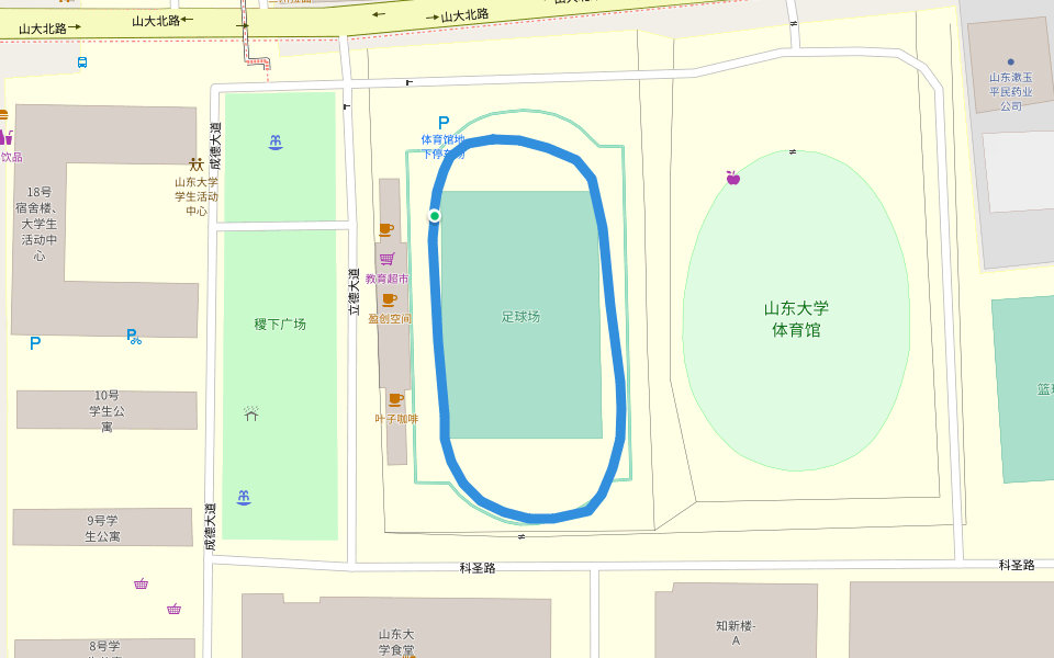 山东大学中心校区跑道 walking route map in Ji Nan Shi