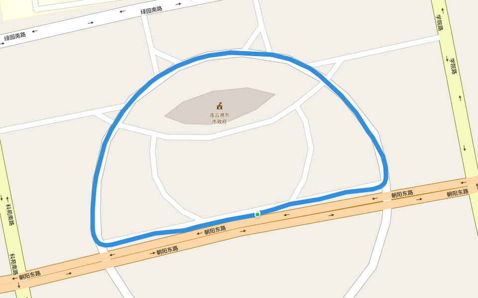 连云港市政府 walking route map in Lian Yun Gang Shi