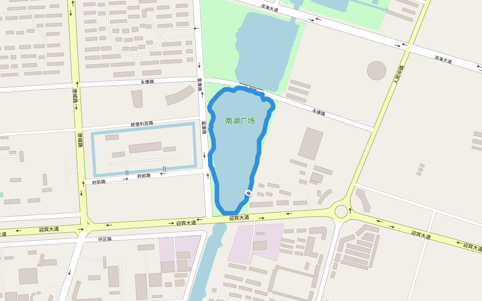 南湖广场 walking route map in Yan Cheng Shi