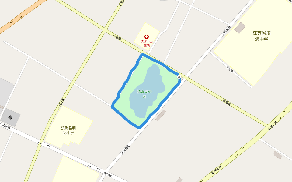清水湖公园 walking route map in Yan Cheng Shi