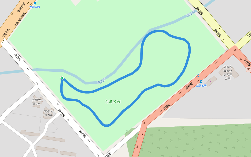 龙湾公园 walking route map in Hu Lu Dao Shi