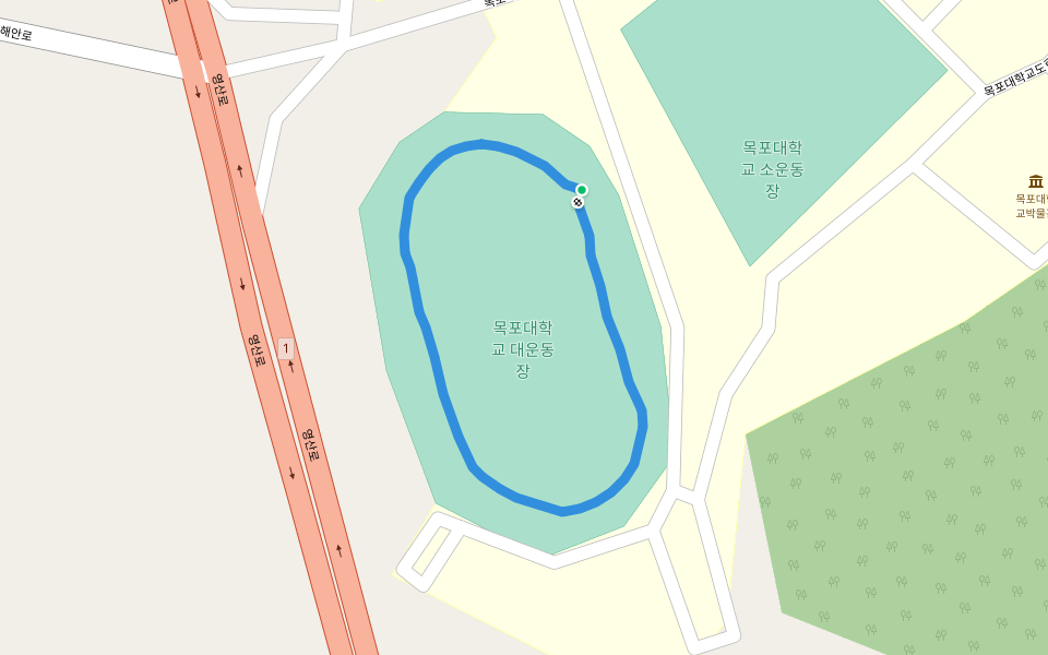 목포대학교 대운동장 walking route map in Muan