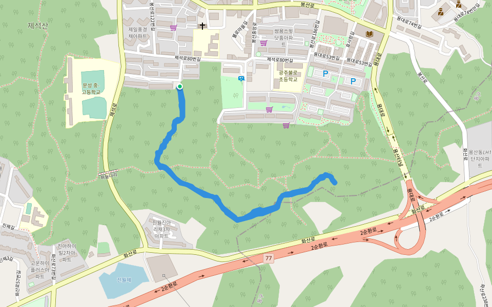 제석산 walking route map in Gwangju