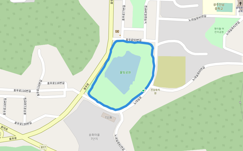 물빛공원 walking route map in Gwangju