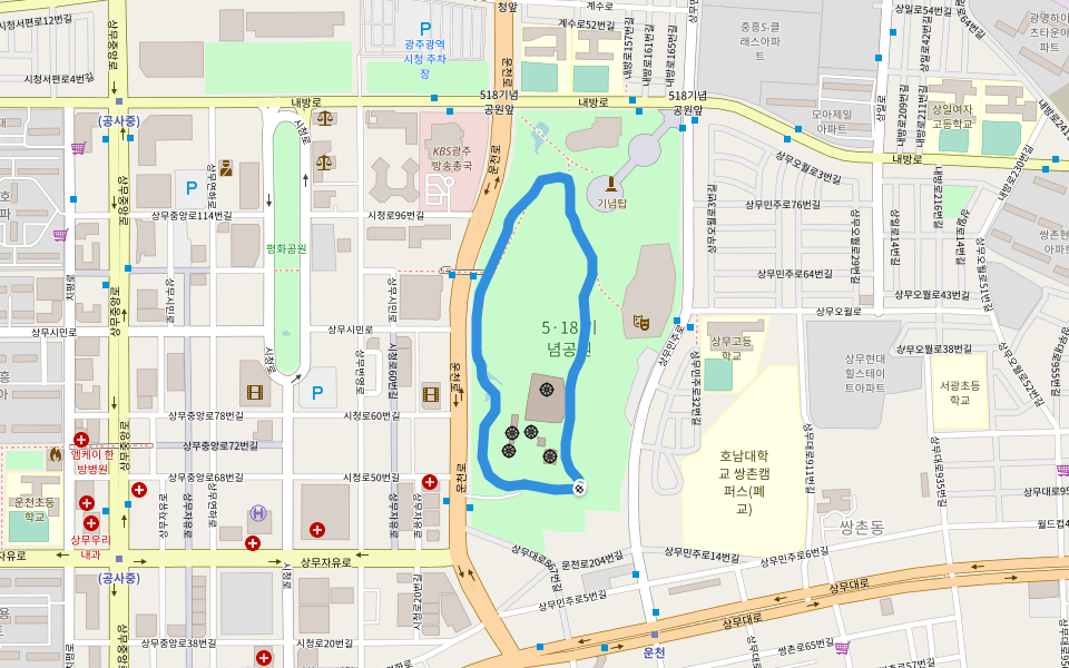 5·18 기념공원 walking route map in Gwangju