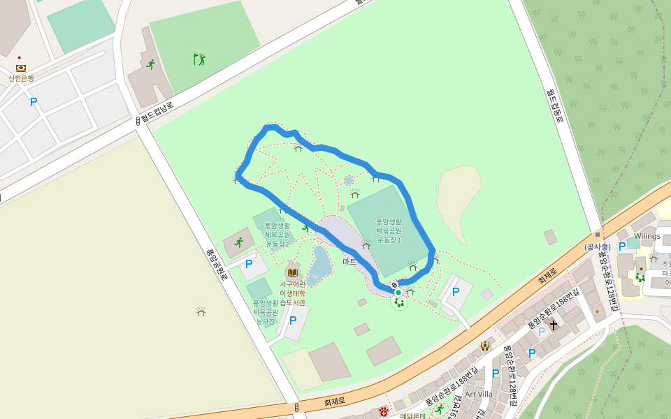 풍암생활체육공원 walking route map in Gwangju