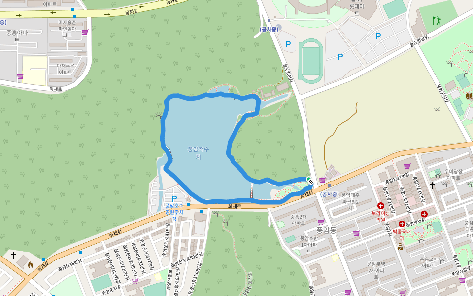 풍암저수지 walking route map in Gwangju