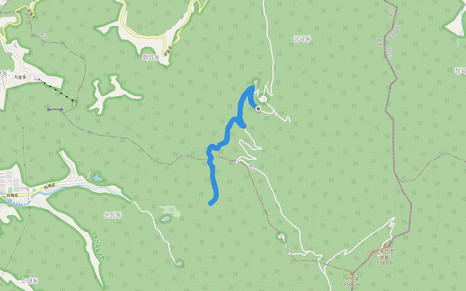 원효사 - 증심사 등산로 walking route map in Gwangju