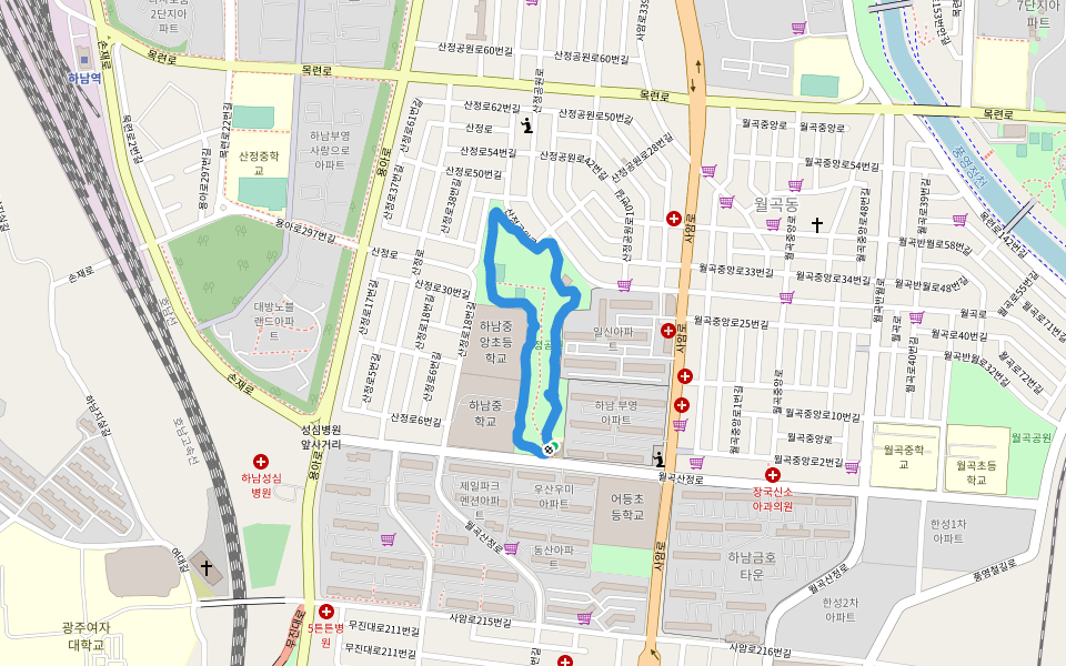 산정공원 walking route map in Gwangju
