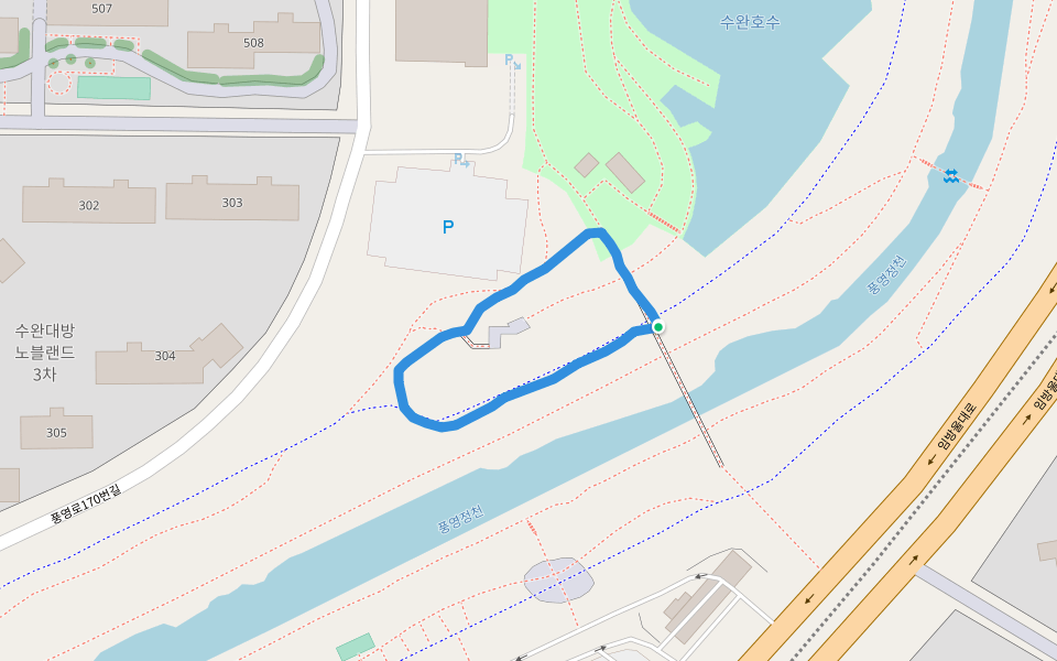 풍영정천 walking route map in Gwangju