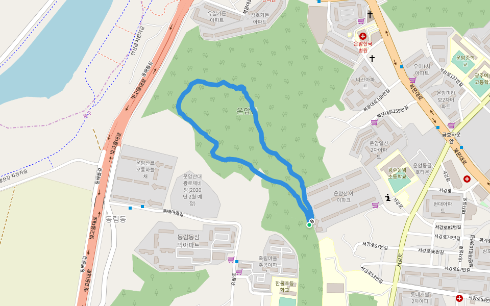 운암산 walking route map in Gwangju