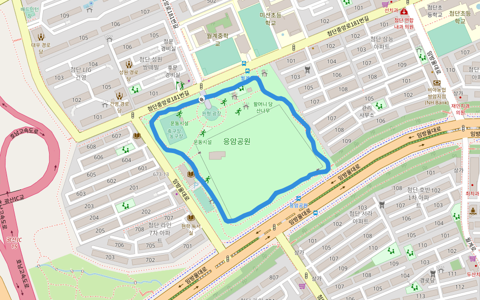 응암공원 walking route map in Gwangju