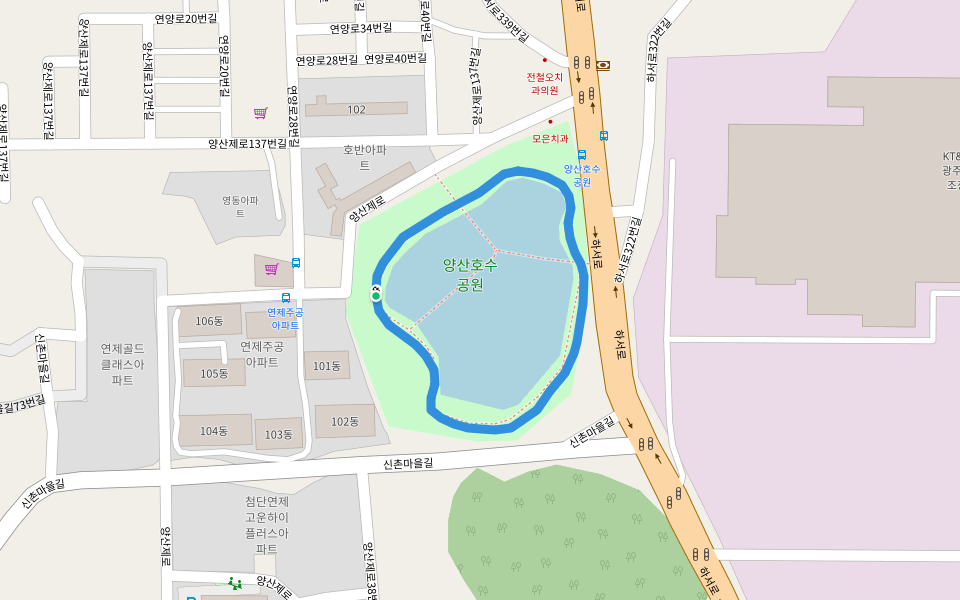 양산호수공원 walking route map in Gwangju