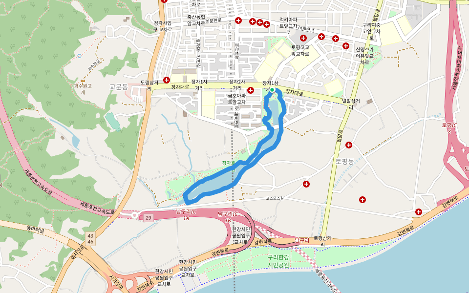 장자못 walking route map in Guri-si