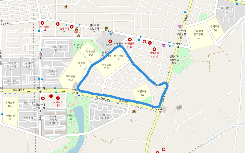Saessak Park walking route map in Guri-si