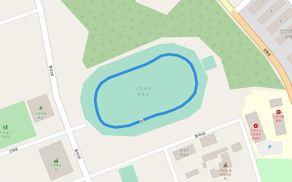 단양공설운동장 walking route map in Danyang-gun