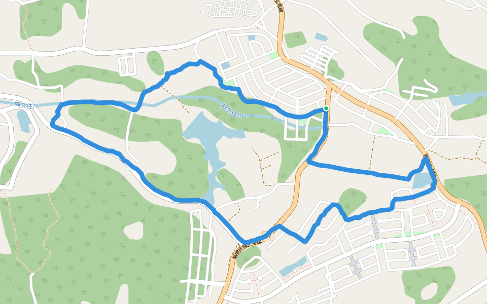 阿久住川 walking route map in Munakata