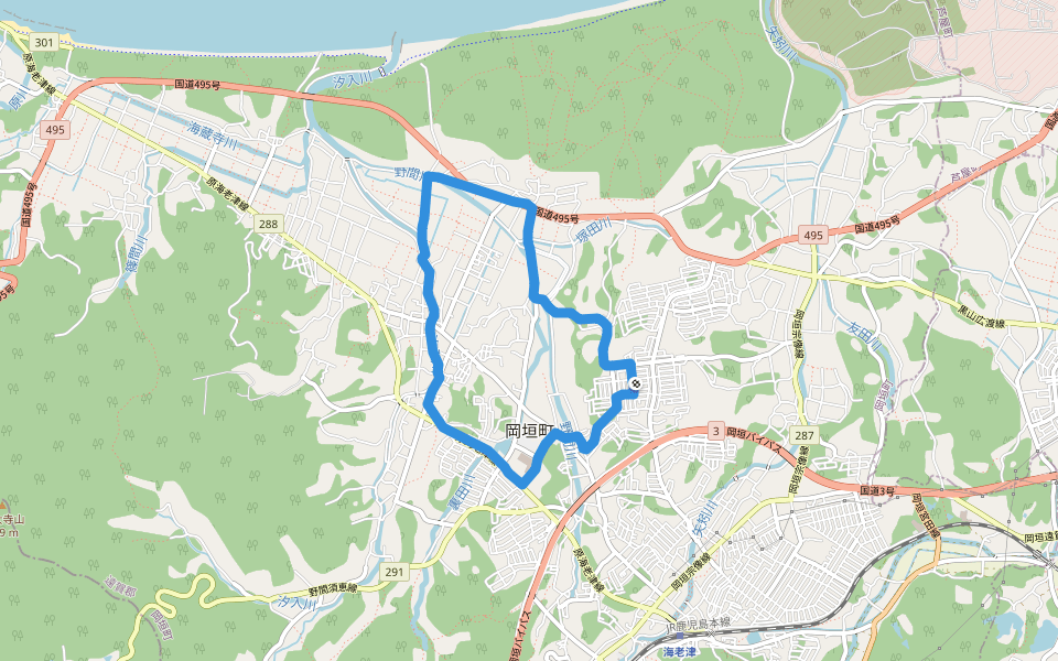 塚田川 walking route map in Okagaki