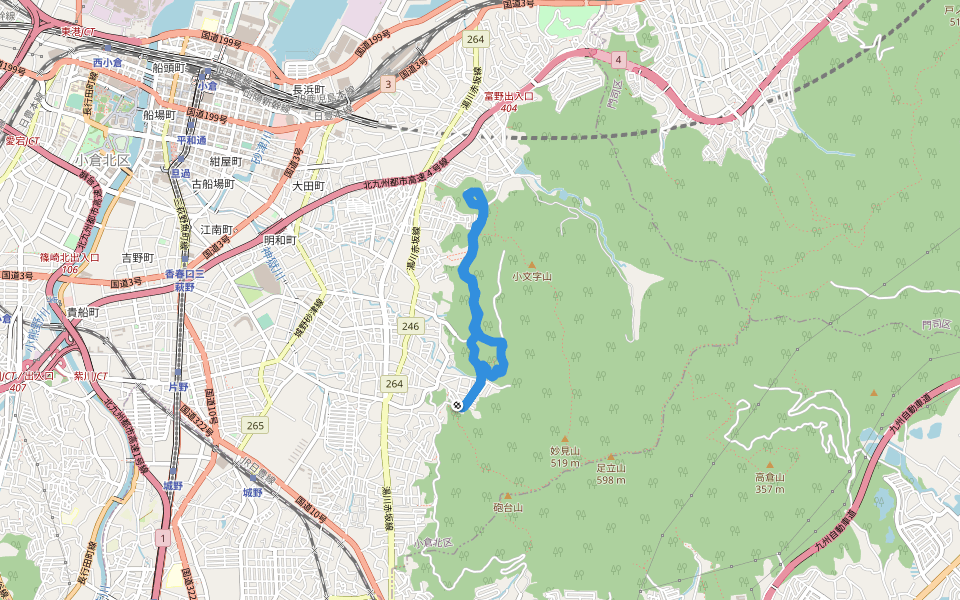小文字山 walking route map in Kitakyushu