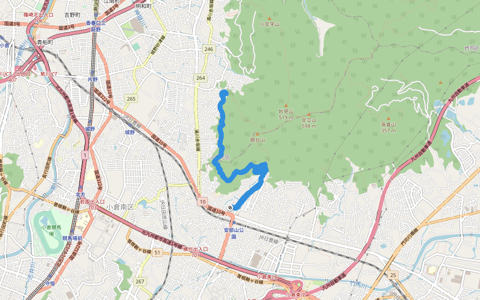 砲台山 walking route map in Kitakyushu