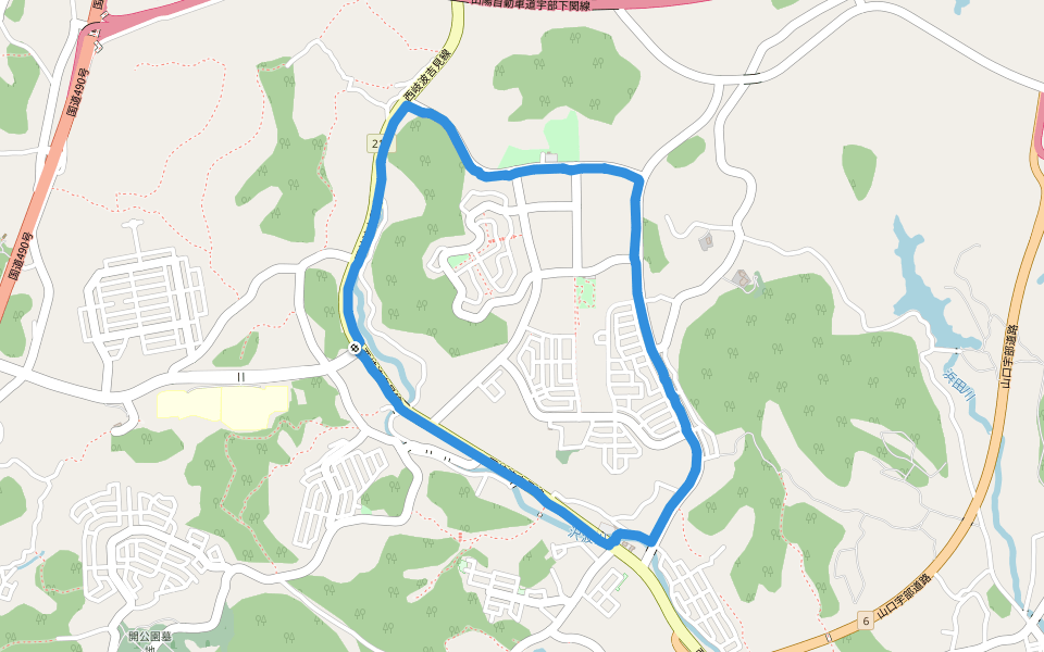 請川公園 walking route map in Ube