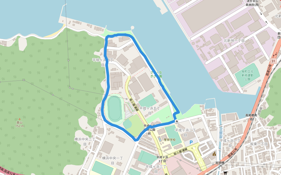 さか・なぎさ公園 walking route map in Saka