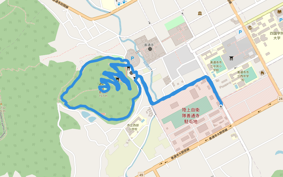 香色山 walking route map in Zentsuji