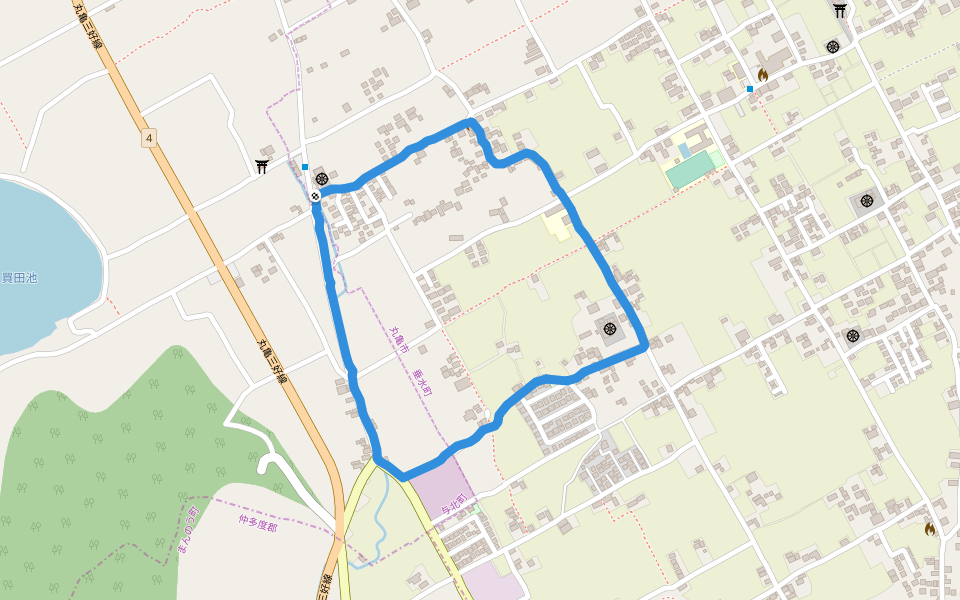 垂水池下子供の遊び場 walking route map in Zentsuji