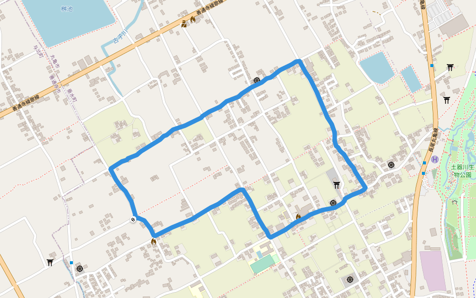 龍社池 walking route map in Marugame