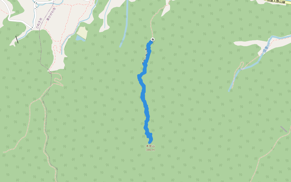 本宮山 登山道 walking route map in Higashikagawa