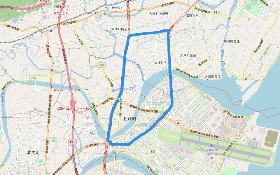 松茂町 walking route map in Matsushige
