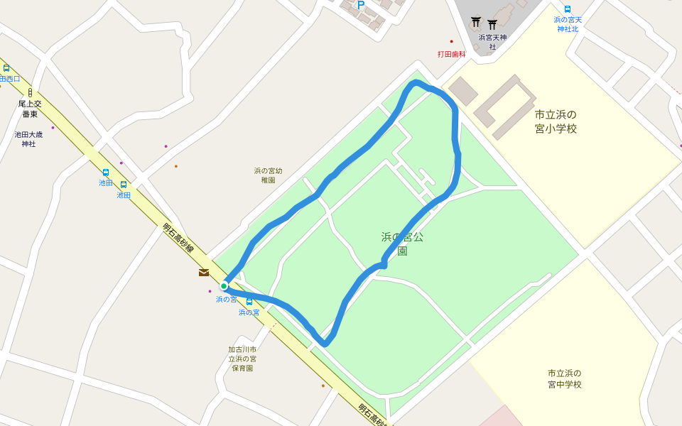 浜の宮公園 walking route map in Kakogawa