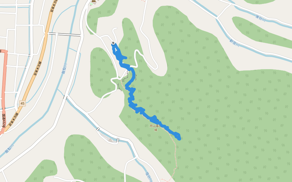 月山富田城 walking route map in Yasugi