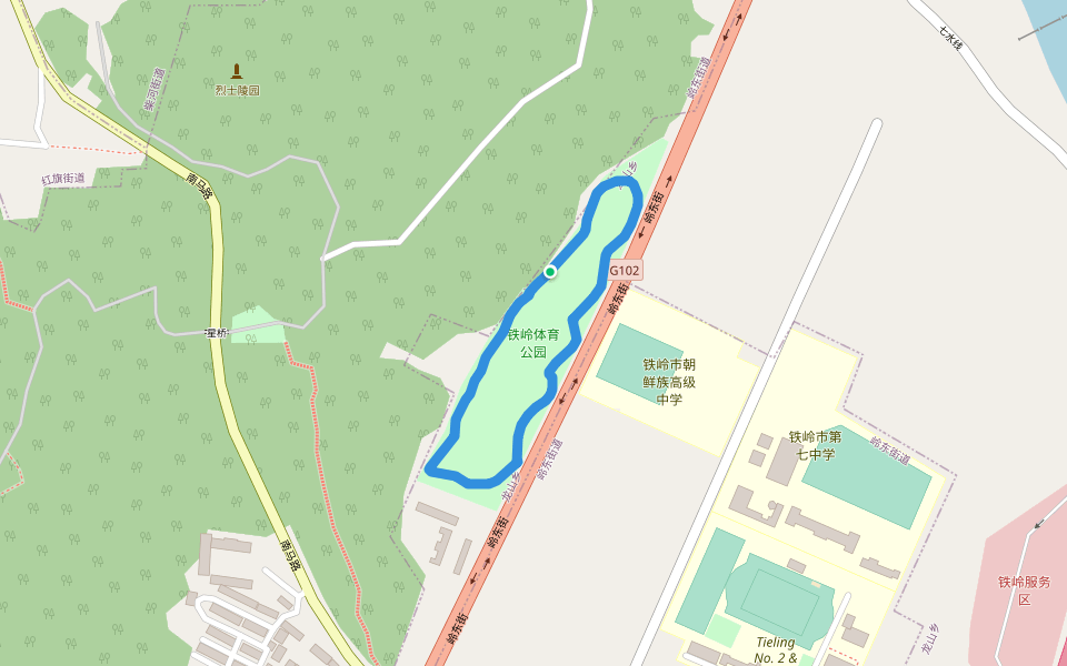 铁岭体育公园 walking route map in Tie Ling Shi