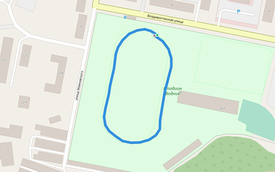 Стадион "Водник" walking route map in Vladivostok