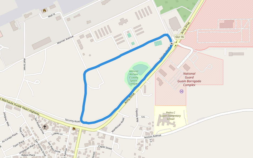 Admiral William E Leahy Sports Complex walking route map in Hagåtña