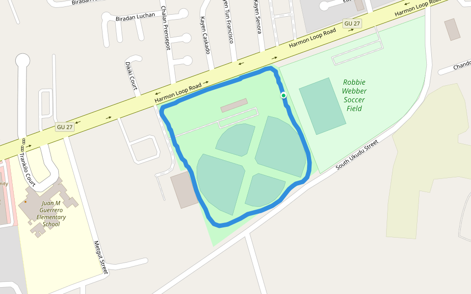 Robbie Webber Soccer Field walking route map in Hagåtña