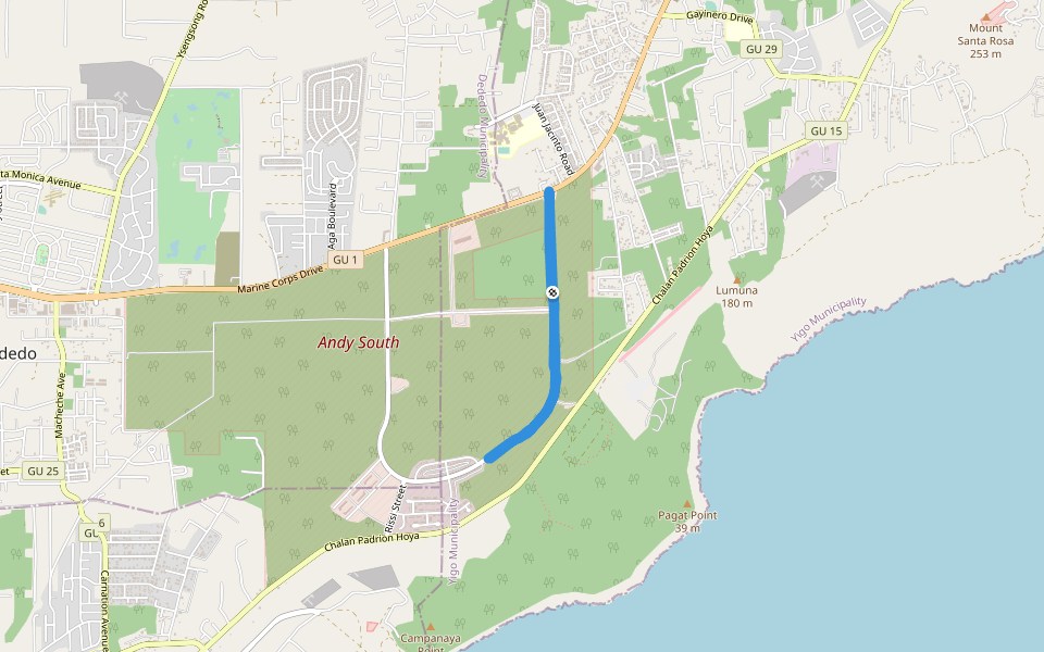 Andy South walking route map in Yigo
