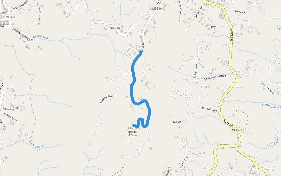 Mount Tapochau walking route map in Puerto Rico