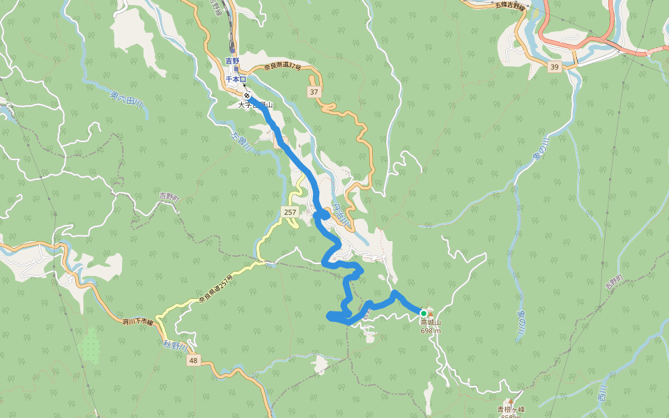 吉野山ロープウェイ walking route map in Yoshino