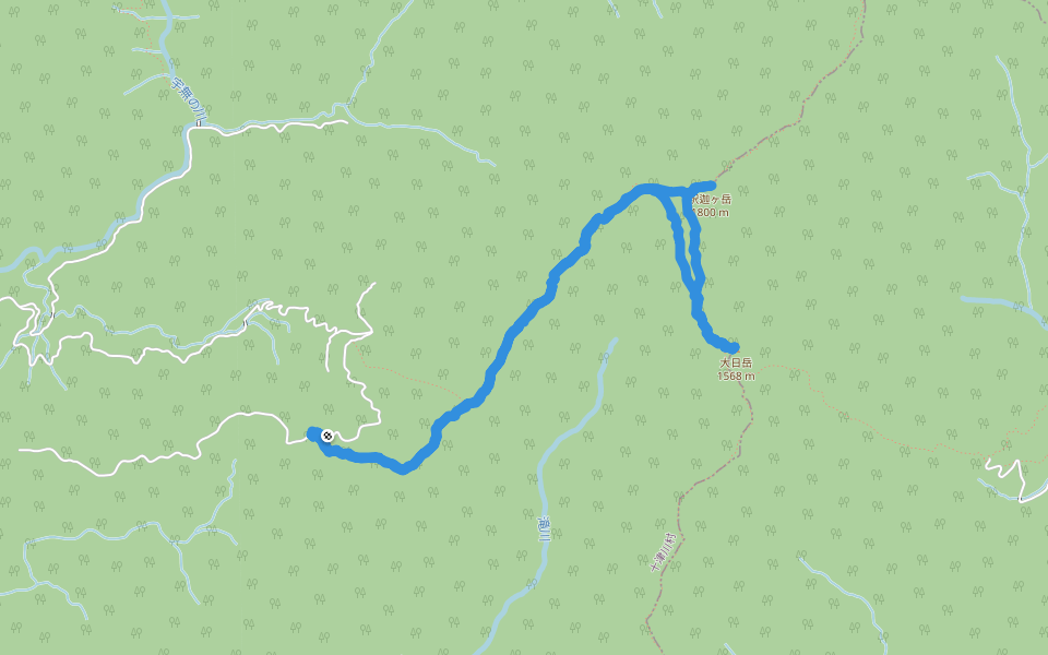 大峯奥駈道 walking route map in Totsukawa
