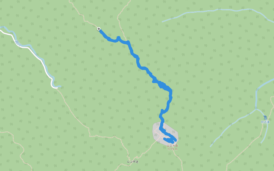 大峯奥駈道 walking route map in Tenkawa