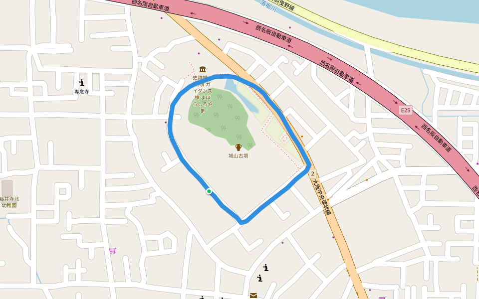 城山古墳 walking route map in Fujiidera