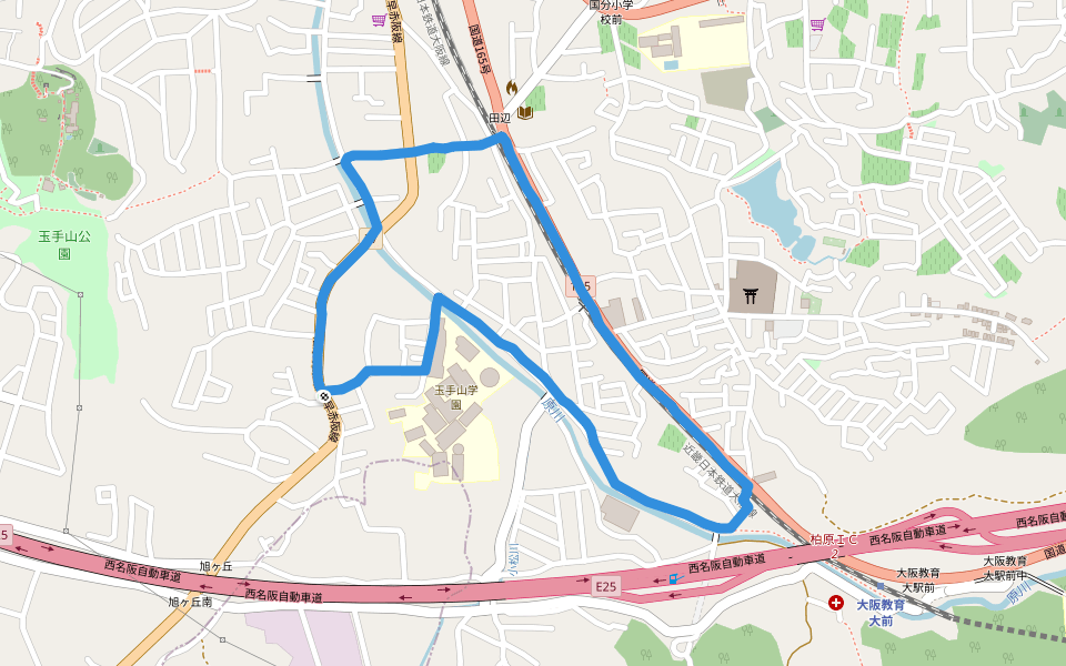 Tamateyama Gakuen walking route map in Kashiwara